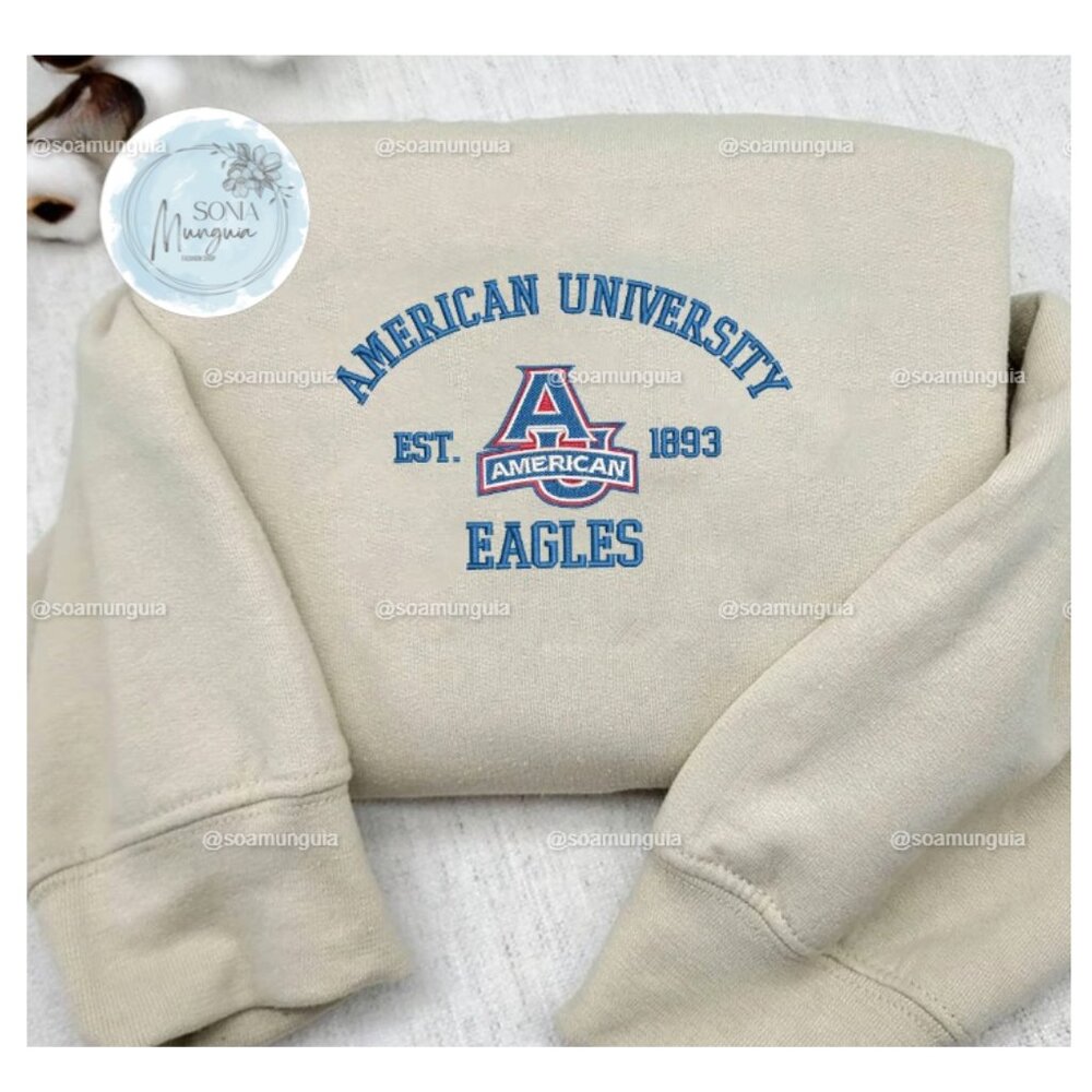 American University Eagles Est. 1893 Embroidered NCAA Sweatshirt shirt sand